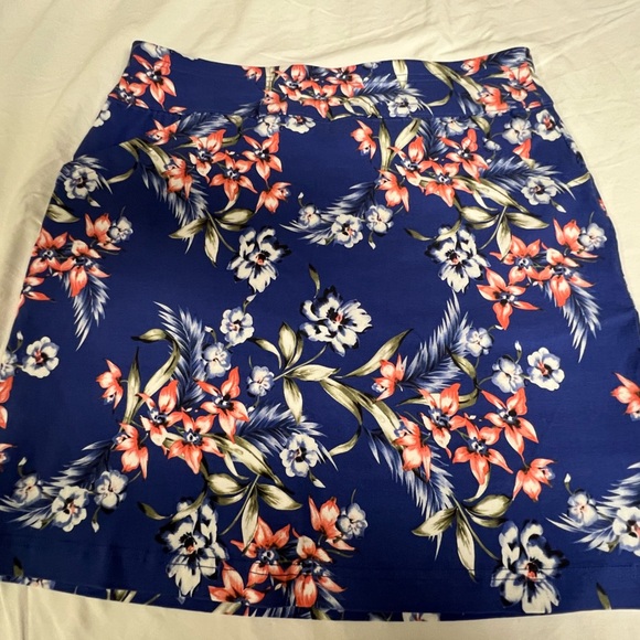 MARIO SERRANI PULL ON STRETCH SKORT SKIRT BLUE FLORAL SMALL  NEW WITHOUT TAGS - Picture 1 of 7